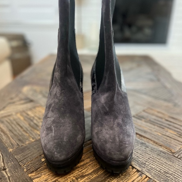 All Saints Gray and Black Heeled Boots with Chunky Heel - Picture 4 of 8